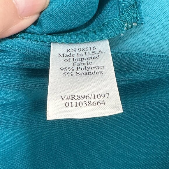 COLDWATER CREEK Teal Green Jersey Dress with Waist Ruching 8P - Picture 5 of 10